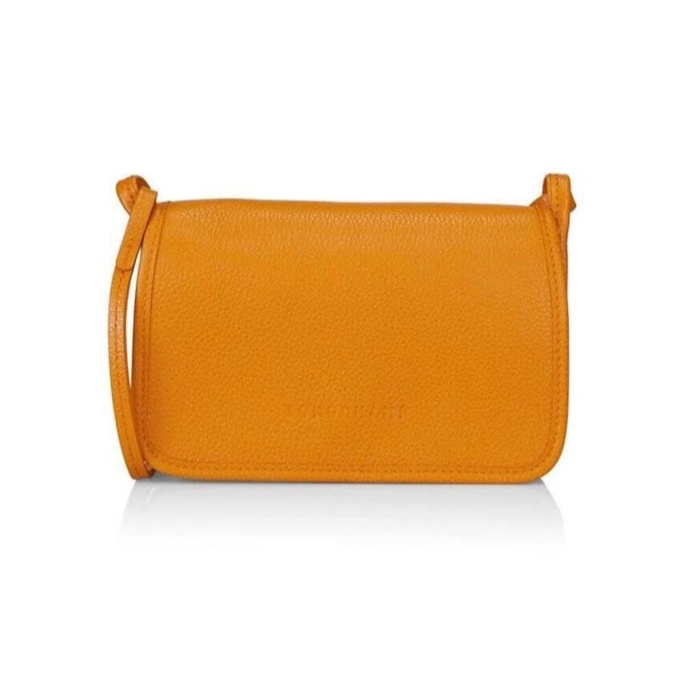 NEW Longchamp Le Foulonné Leather Wallet Crossbody Bag Saffron / Mustard Yellow - Picture 7 of 8